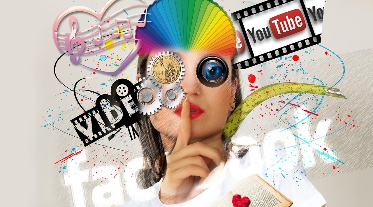 social media, interaction, woman, abstract, head, media, youtube, lens, multimedia, advertising, entertainment, media hype, marketing, creativity, tiktok, influencer, lifestyle